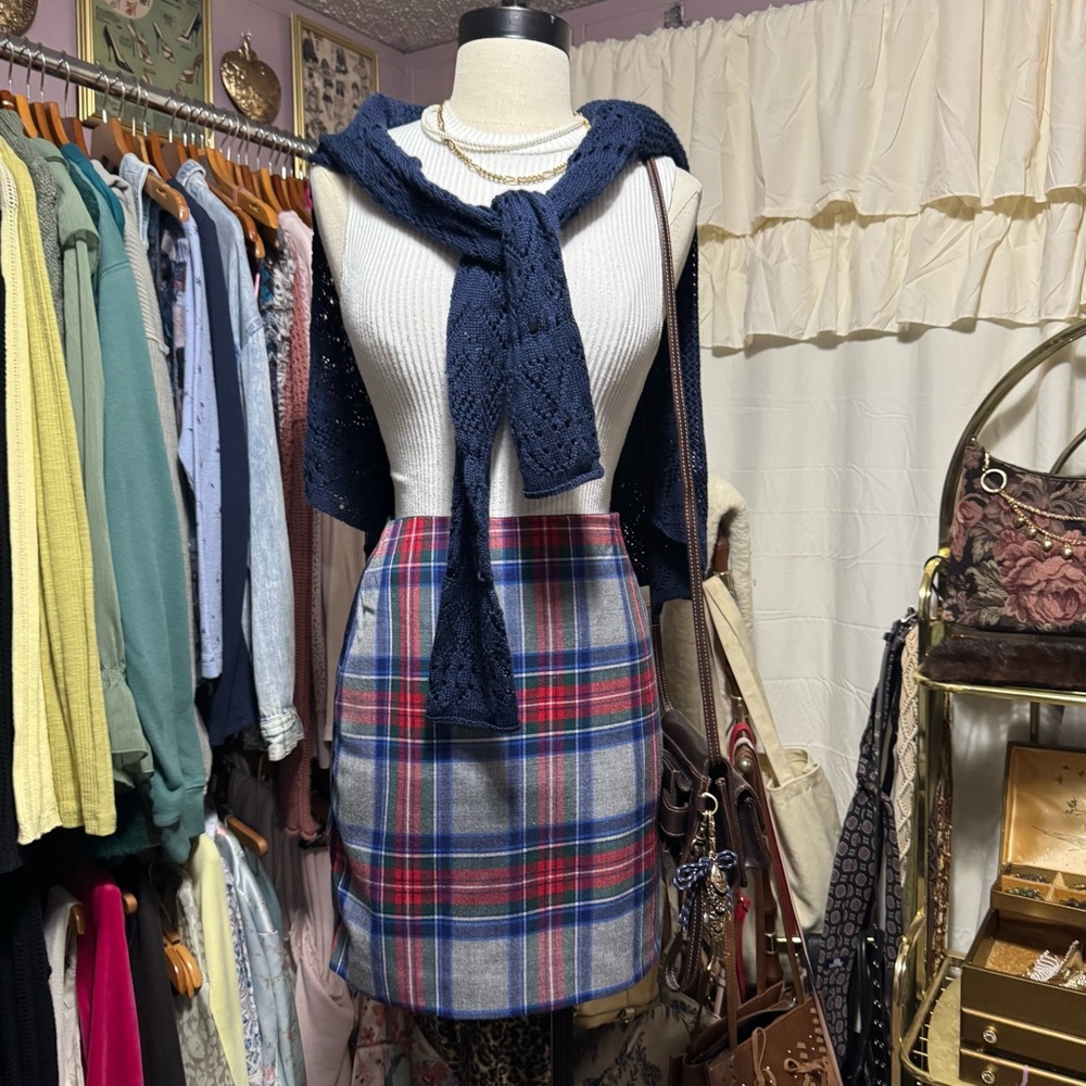 Vineyard Vines Blue and Red Plaid Mini Skirt